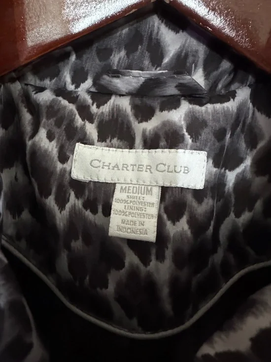 Charter Club Leopard Print Quilted Vest - Black & White - Picture 2 of 4